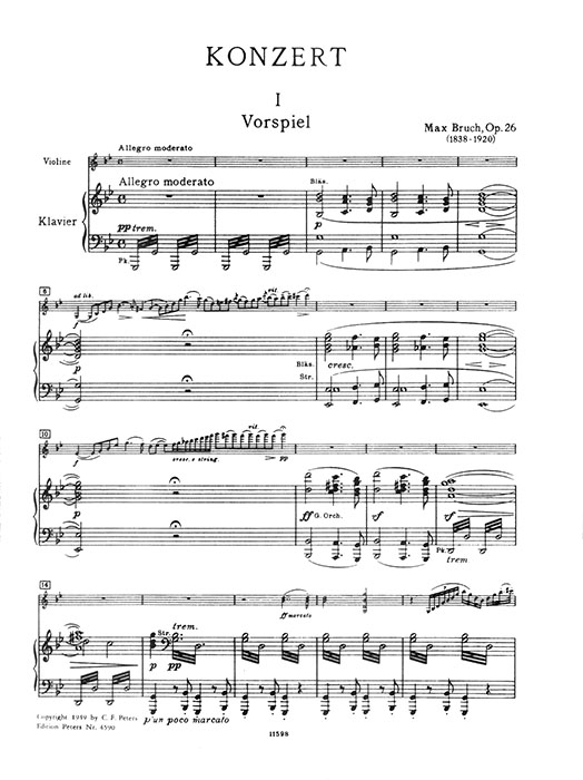 Bruch Concerto G minor Opus 26 Violin and Orchestra Edition for Violin and Piano