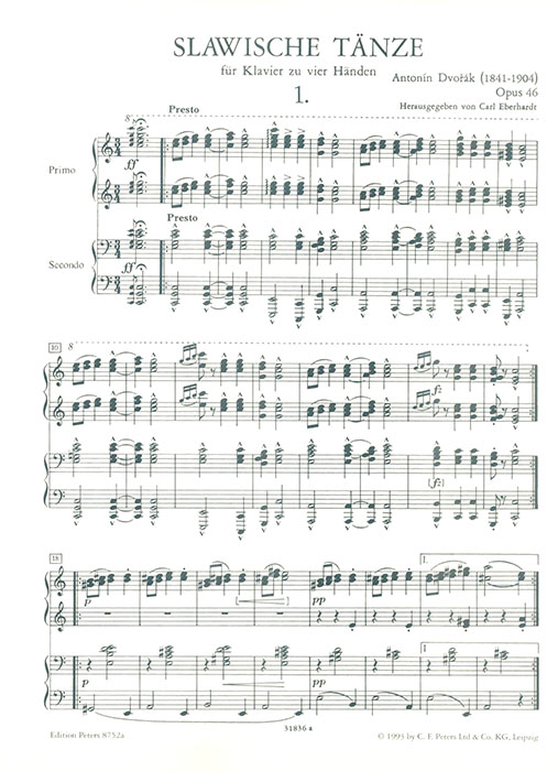 Dvořák Slawische Tänze Band Ⅰ Opus 46 Klavier zu vier Händen Dvořák Slawische Tänze Band Ⅰ Opus 46 Klavier zu vier Händen