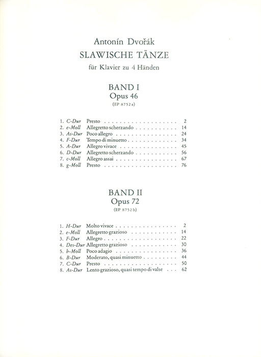 Dvořák Slawische Tänze Band Ⅰ Opus 46 Klavier zu vier Händen Dvořák Slawische Tänze Band Ⅰ Opus 46 Klavier zu vier Händen
