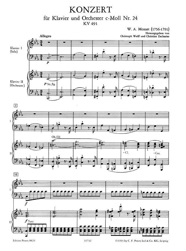 Mozart Konzert Nr. 24 c-moll KV 491 für Klavier und Orchester Ausgabe für 2 Klaviere (Urtext) Mozart Konzert Nr. 24 c-moll KV 491 für Klavier und Orchester Ausgabe für 2 Klaviere (Urtext)