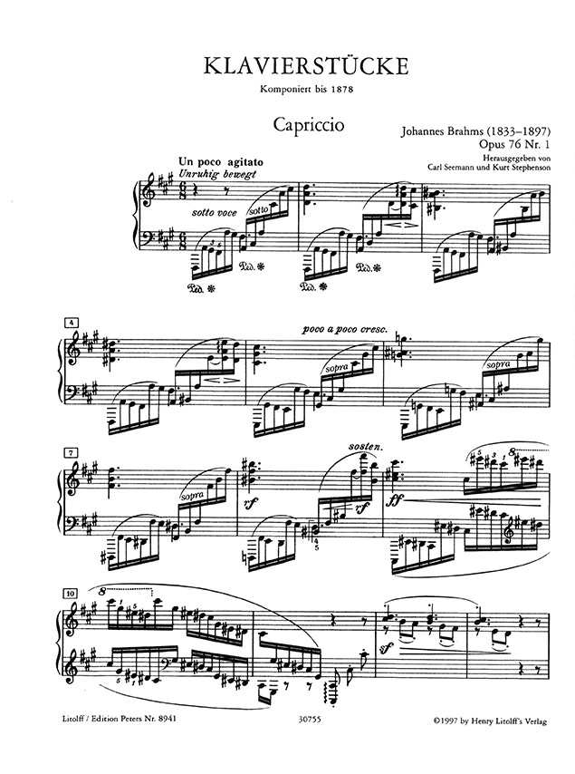 Brahms 8 Klavierstücke Opus 76 (Urtext) Brahms 8 Klavierstücke Opus 76 (Urtext)