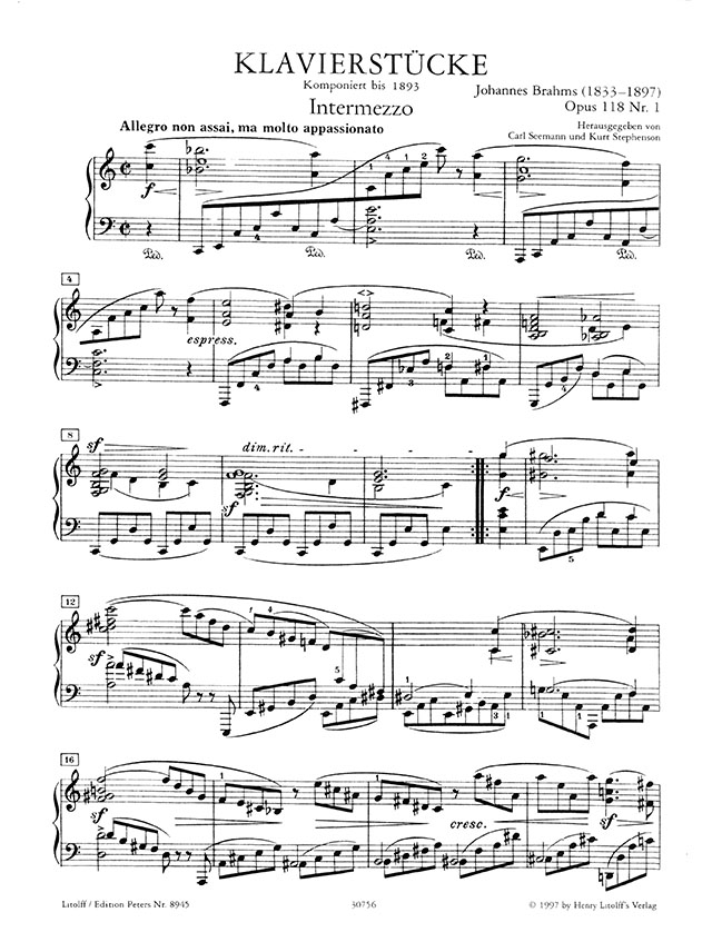 Brahms Sechs Klavierstücke Opus 118 (Urtext)