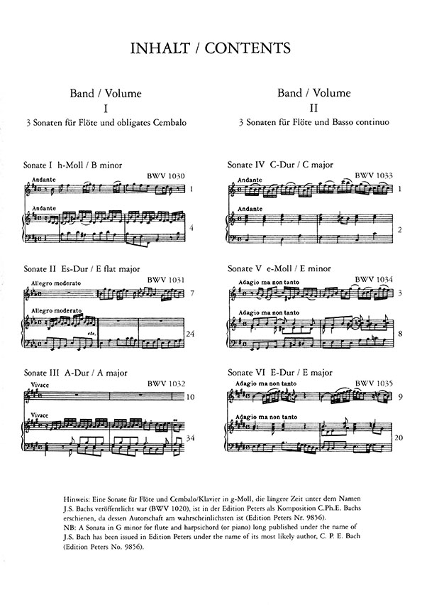 J. S. Bach Flötensonaten Ⅰ 3 Sonaten für Flöte und Cembalo (Klavier) BWV 1030, 1031, 1032 (Urtext)