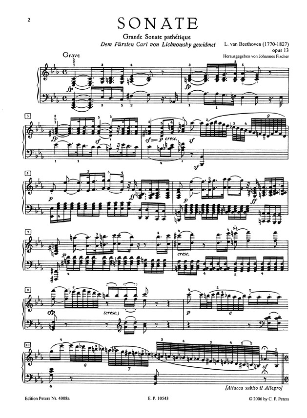 Beethoven Sonate c-moll Pathétique Opus 13 für Klavier (Urtext)