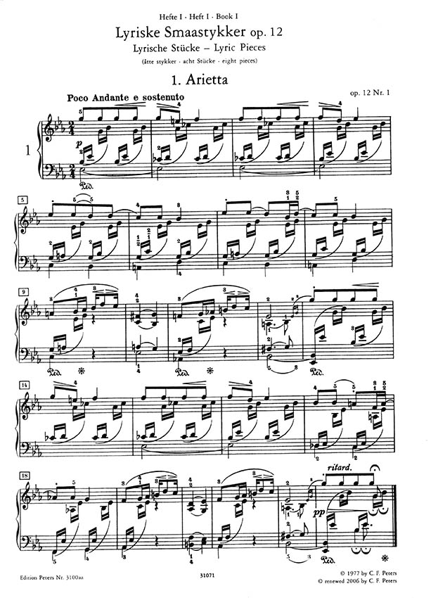Grieg Klavierwerke I : Lyric Pieces  (Urtext)