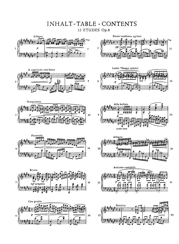 Skrjabin 12 Études Op. 8 for Piano