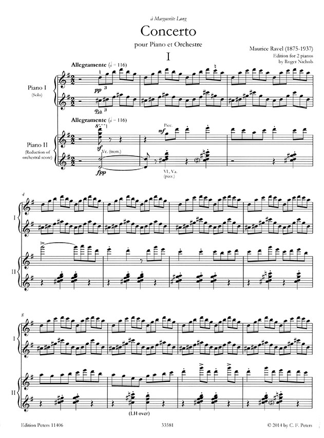 Ravel【Concerto En Sol Majeur】Edition for 2 Pianos (Urtext)