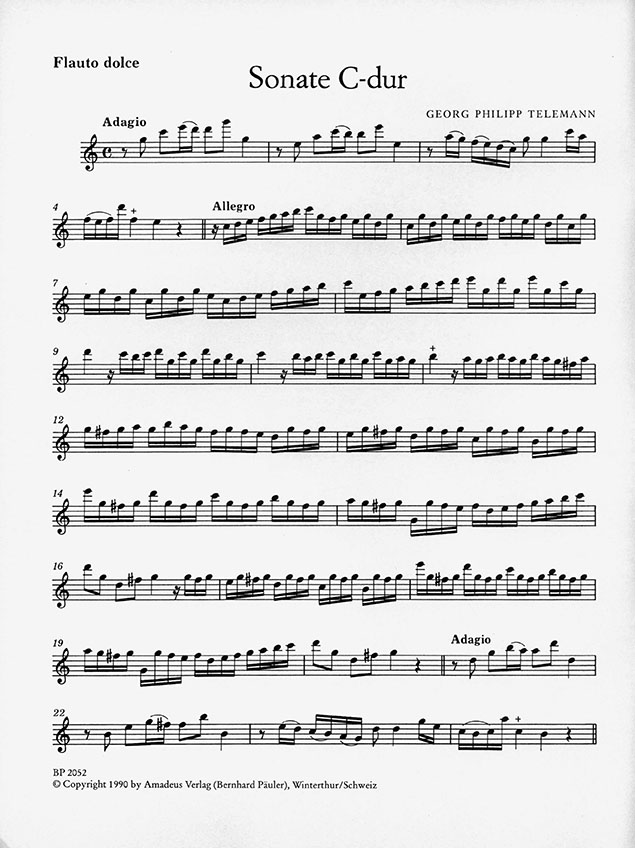 Telemann Zwei Sonaten für Altblockflöte und Basso Continuo