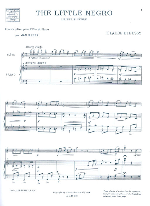 Claude Debussy The Little Negro Flute et Piano
