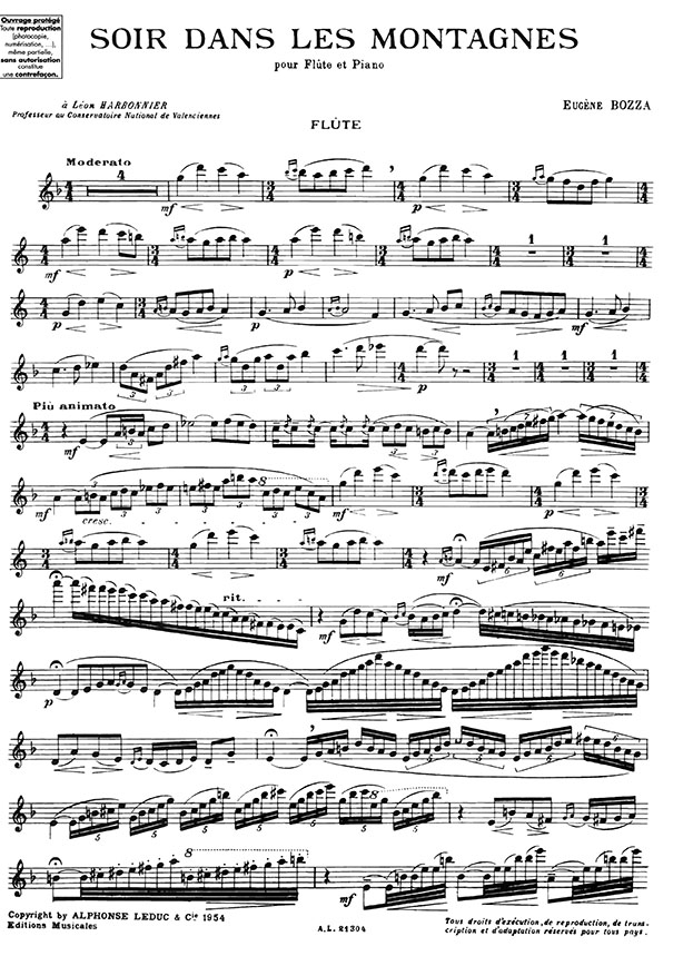 Eugène Bozza Soir Dans Les Montagnes pour Flûte et Piano Eugène Bozza Soir Dans Les Montagnes pour Flûte et Piano