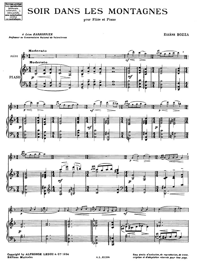 Eugène Bozza Soir Dans Les Montagnes pour Flûte et Piano Eugène Bozza Soir Dans Les Montagnes pour Flûte et Piano