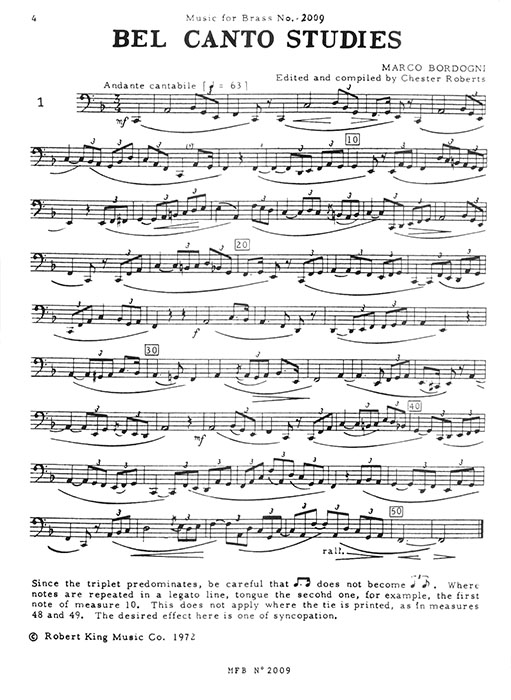 Marco Bordogni 43 Bel Canto Studies for Tuba (or Bass Trombone)