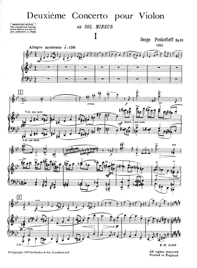 Prokofiev: Violin Concerto No. 2 Op. 63 Violin and Piano