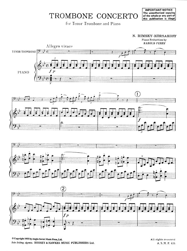 Rimsky-Korsakov Trombone Concerto for Tenor Trombone & Piano