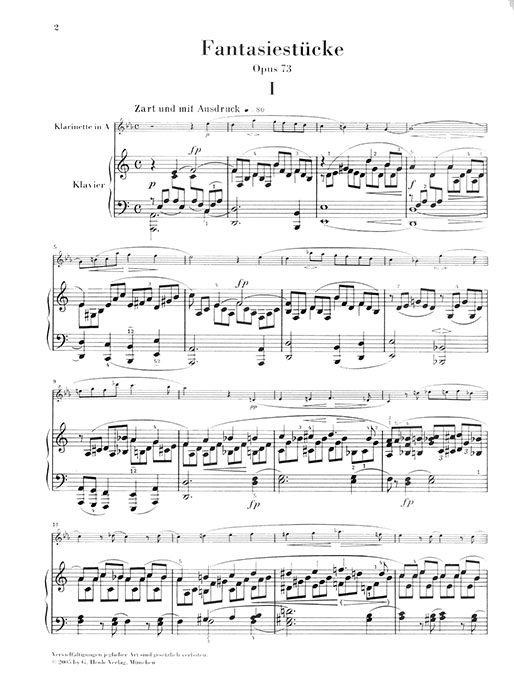 Schumann Fantasiestücke Opus 73 für Klavier und Klarinette Fassung für Violoncello