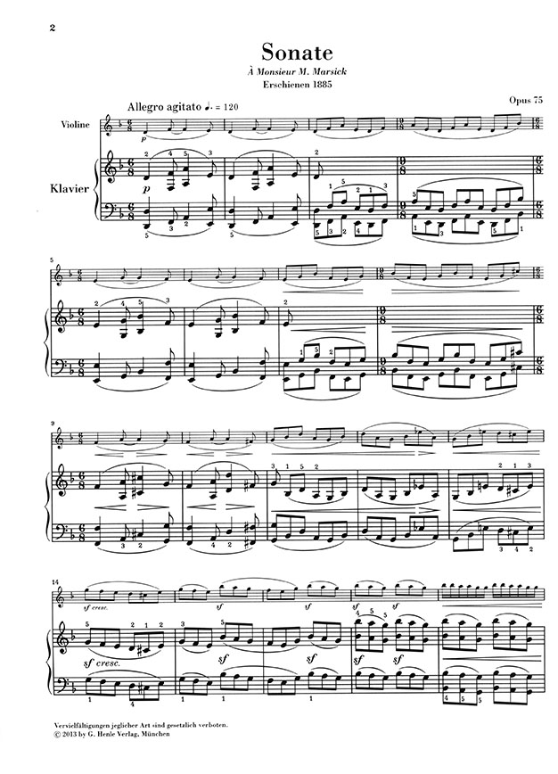 Saint-Saëns Sonate Nr. 1 d-moll Opus 75 für Klavier und Violine Urtext