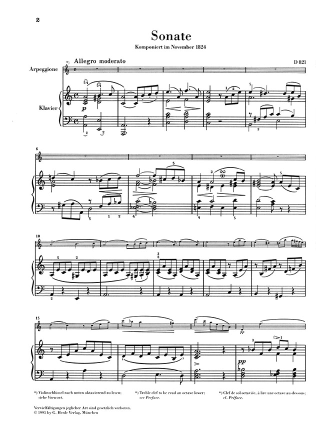 Schubert Arpeggionesonate D 821 Ausgabe für Violoncello