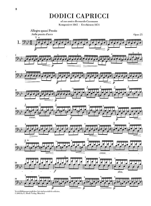 Piatti Zwölf Capricci für Violoncello Solo Opus 25