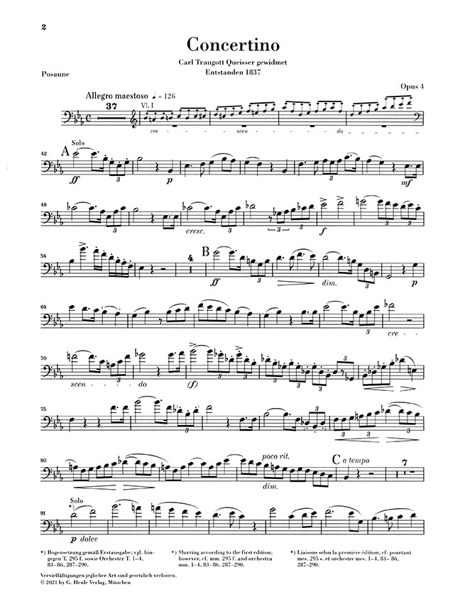 David Concertion Es-Dur Opus 4 für Posaune und Orchester Klavierauszug David Concertion Es-Dur Opus 4 für Posaune und Orchester Klavierauszug
