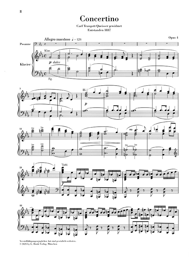 David Concertion Es-Dur Opus 4 für Posaune und Orchester Klavierauszug David Concertion Es-Dur Opus 4 für Posaune und Orchester Klavierauszug