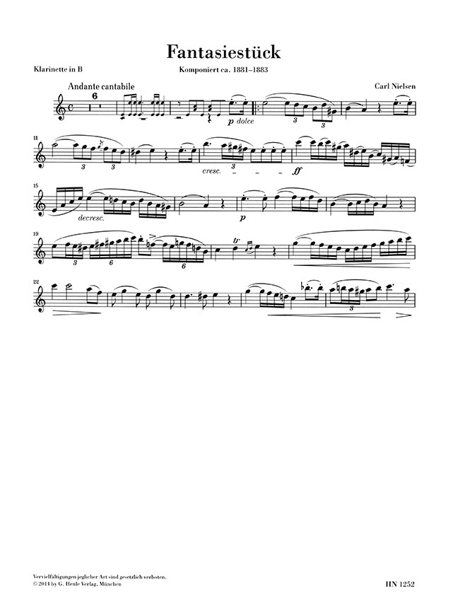 Nielsen Fantasiestück g-moll für Klarinette und Klavier