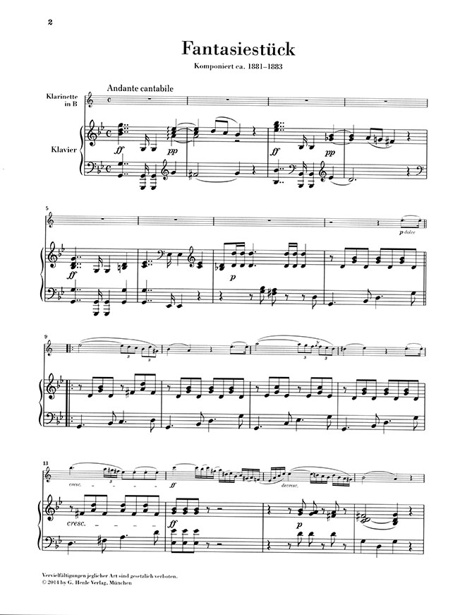 Nielsen Fantasiestück g-moll für Klarinette und Klavier