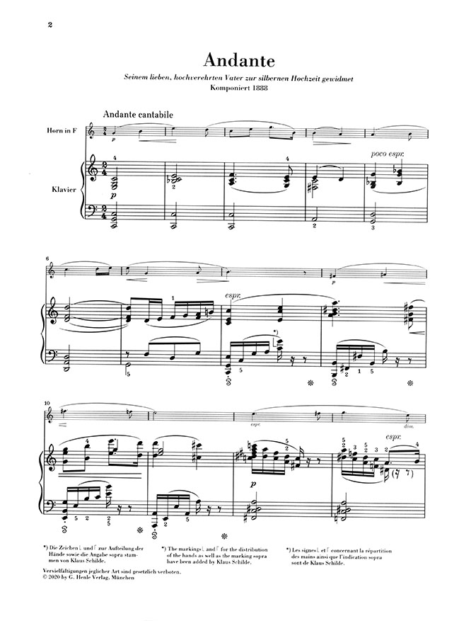 Richard Strauss Andante C-dur für Horn und Klavier