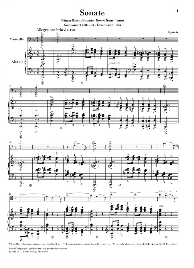 Strauss Sonate F-dur Opus 6 für Violoncello und Klavier Strauss Sonate F-dur Opus 6 für Violoncello und Klavier