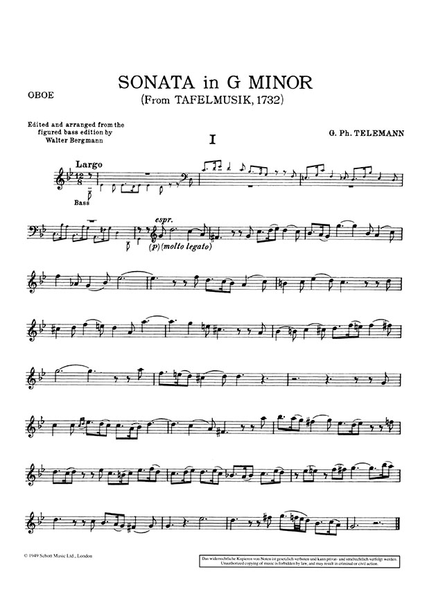 Telemann Sonata G minor for Oboe and Basso Continuo