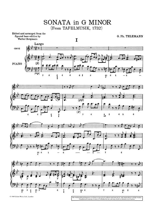 Telemann Sonata G minor for Oboe and Basso Continuo