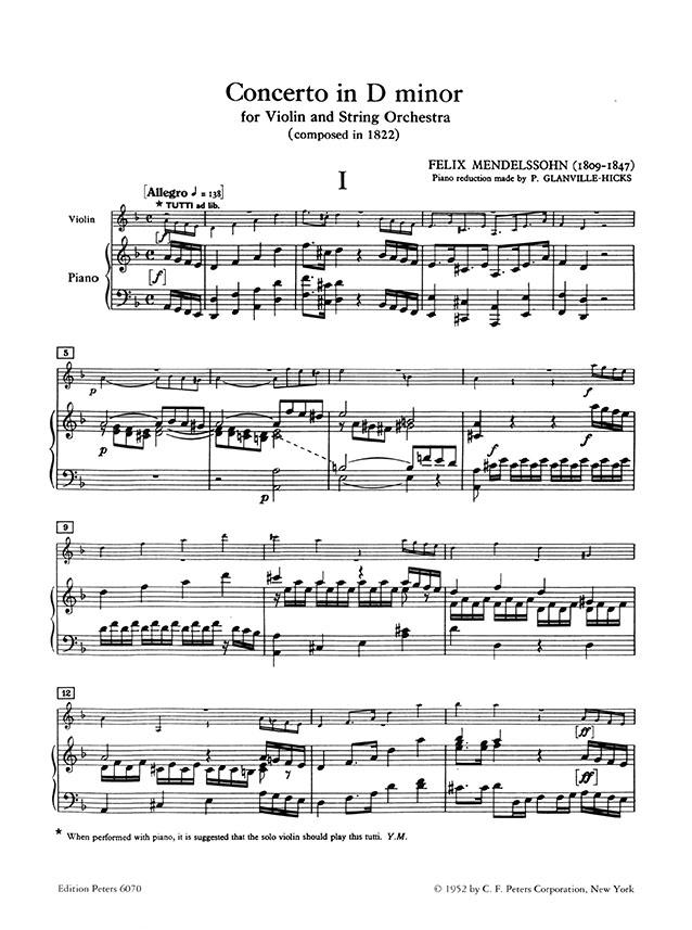 Mendelssohn Concerto für Violine und Streichorchester d-moll MWV O3 Ausgabe für Violine und Klavier Mendelssohn Concerto für Violine und Streichorchester d-moll MWV O3 Ausgabe für Violine und Klavier