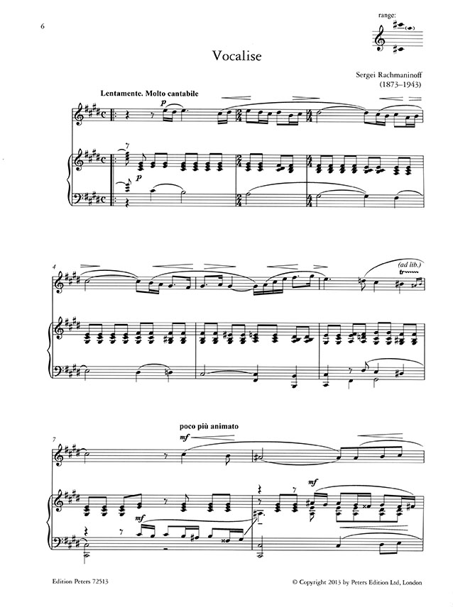 Rachmaninoff Vocalise for Voice and Piano (3 Keys in One: High/Medium/Low Voice) Rachmaninoff Vocalise for Voice and Piano (3 Keys in One: High/Medium/Low Voice)
