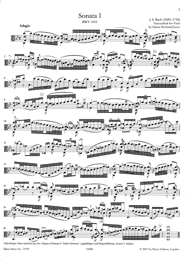 J. S. Bach Sonatas and Partitas BWV 1001–1006 Transcription for Viola solo