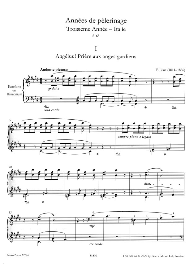 Liszt Années de pèlerinage : Troisième Année (Italie) S163, Trois Odes funèbres, S516, S516a, S517 (Urtext)  Piano 