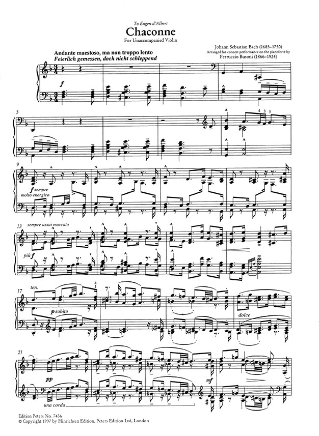 Bach - Busoni Chaconne d-moll Klavier