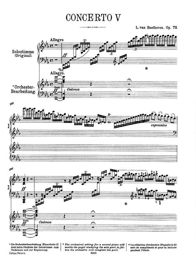 Beethoven Concerto Piano and Orchestra No. 5 in E♭ Major Op. 73 for 2 Pianos