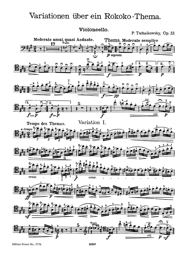 Tchaikovsky Rococo Variations Op. 33 Violoncello and Piano