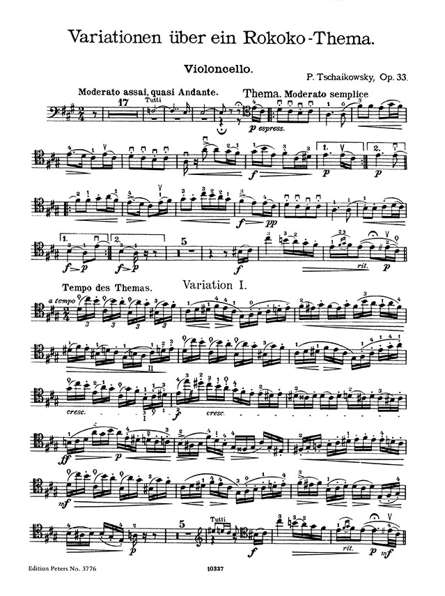 Tchaikovsky Rococo Variations Op. 33 Violoncello and Piano Tchaikovsky Rococo Variations Op. 33 Violoncello and Piano