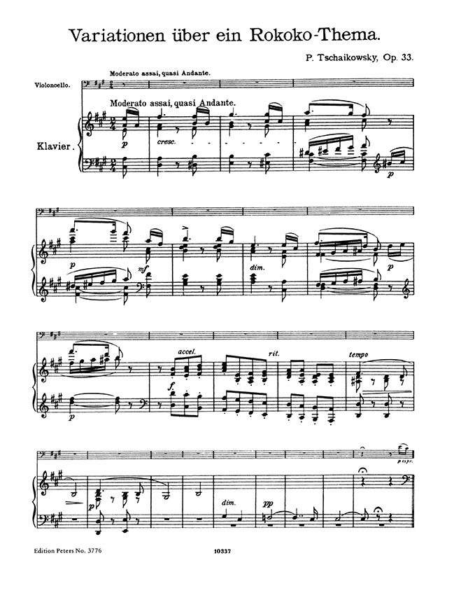 Tchaikovsky Rococo Variations Op. 33 Violoncello and Piano Tchaikovsky Rococo Variations Op. 33 Violoncello and Piano