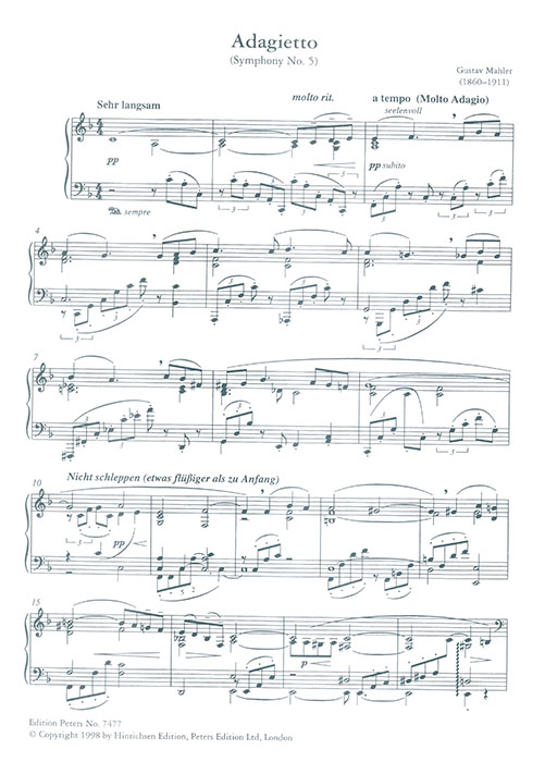 Gustav Mahler Adagietto (Symphony No. 5) for Solo Keyboard Gustav Mahler Adagietto (Symphony No. 5) for Solo Keyboard