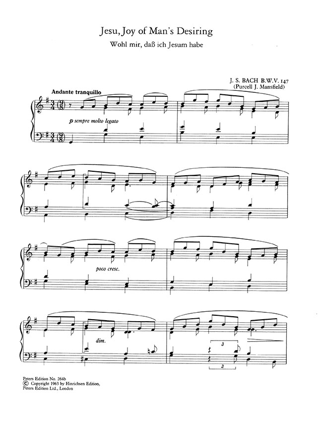 J.S. Bach Jesu, Joy of Man's Desiring from Cantata BWV 147 for Piano