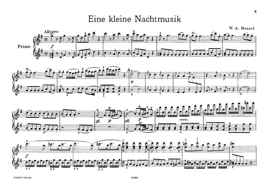 Mozart "Eine kleine Nachtmusik" K 525 Klavier zu 4 Händen Mozart "Eine kleine Nachtmusik" K 525 Klavier zu 4 Händen
