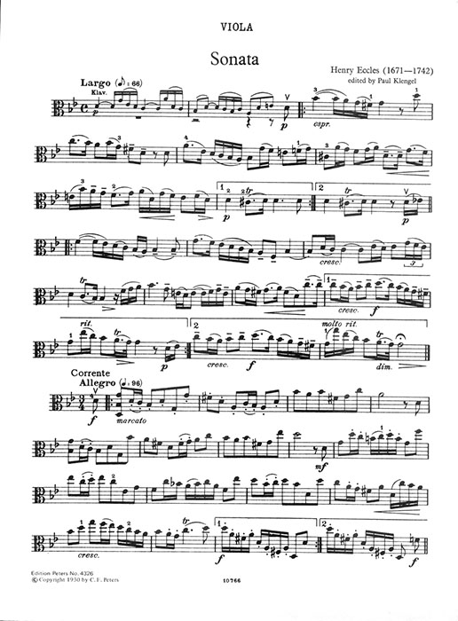 Eccles Sonata g-moll für Viola und Klavier Eccles Sonata g-moll für Viola und Klavier