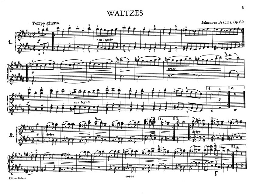 Brahms Waltzes Op. 39 Klavier zu 4 Händen