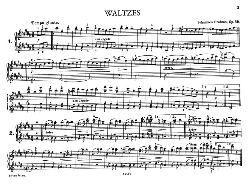 Brahms Waltzes Op. 39 Klavier zu 4 Händen Brahms Waltzes Op. 39 Klavier zu 4 Händen