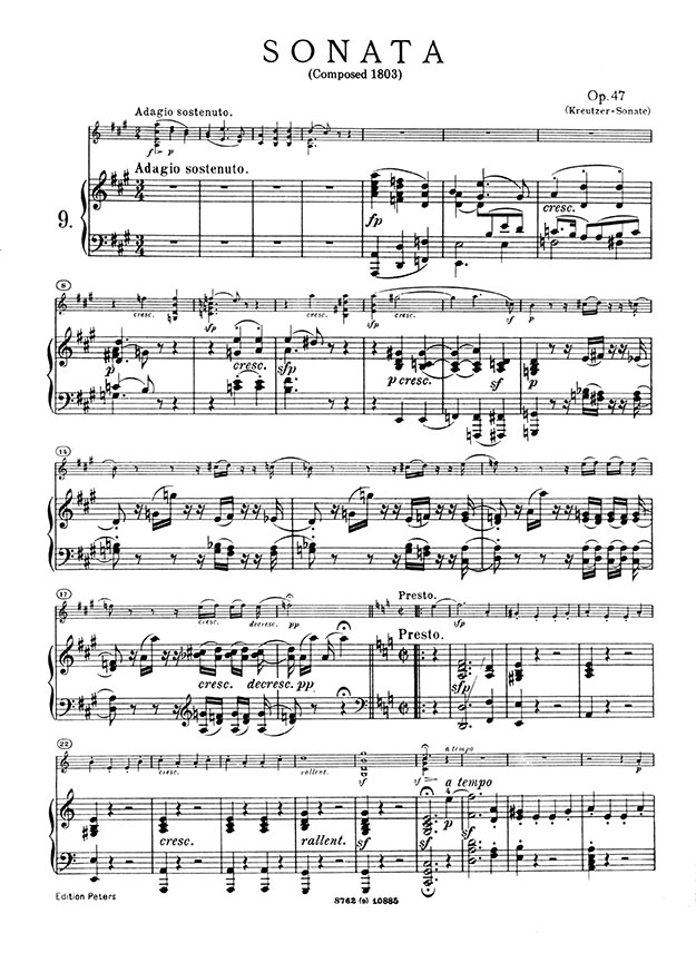 Beethoven Sonata  Op. 47 No. 9 for Violin and Piano