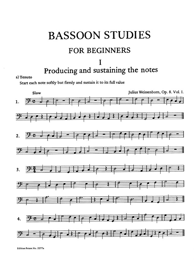 Weissenborn Fagottstudien , Op. 8 Vol.Ⅰ für Anfaenger Weissenborn Fagottstudien , Op. 8 Vol.Ⅰ für Anfaenger