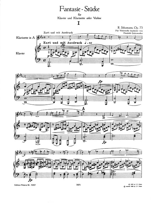 Schumann Fantasiestücke Opus 73 für Klarinette Violoncello und Klavier