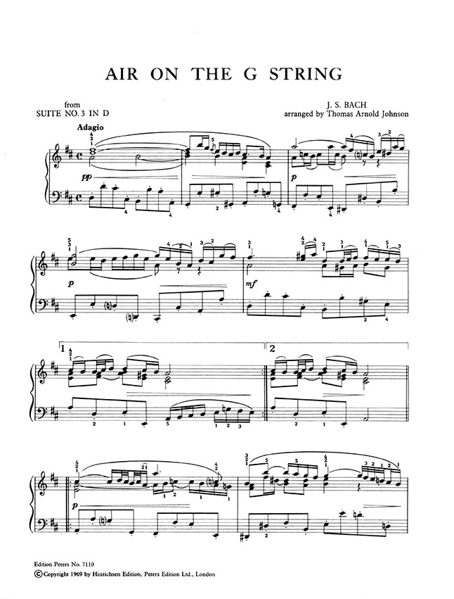 J. S. Bach Air from Suite No. 3 in D Arranged for Solo Piano by T. A. Johnson J. S. Bach Air from Suite No. 3 in D Arranged for Solo Piano by T. A. Johnson