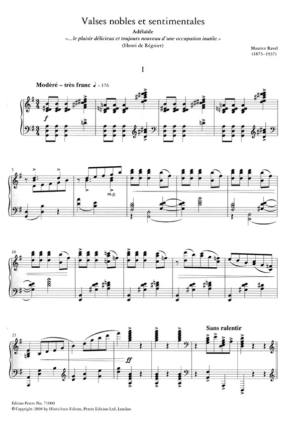 Ravel Valses Nobles et Sentimentales for Piano Solo (Urtext)
